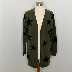 MAGASCHONI Cashmere Star Print Open Front Longline Cardigan Sz M